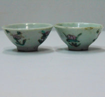 Folklore Objects Cultural Wine Collection Film and TV props Republic of China Hand-painted Gasawara Flower Wine Glasses Pair