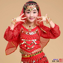 Childrens belly dance costumes dancing ethnic children belly-pocket long sleeve blouse blouse undershirt Indian dance table performance costumes