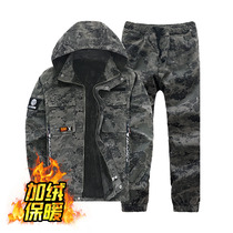 Plus velvet thick work clothes mens winter outer suit army green jacket anti-scalding wear-resistant welding tooling pure cotton labor insurance clothing