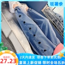 Girl Pants Plus Suede Jeans 2021 New Autumn Winter Clothing Children Womens Big Child Thickening Integrated Suede Spring Autumn Trousers