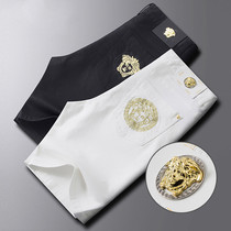 Denim Shorts Male Tide 50% Pants Korean Version Trendy Loose Summer Thin middle pants pure cotton casual men 5-minute pants