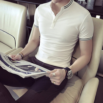 Mens polo shirt short sleeve trend summer new slim handsome Tide brand half sleeve cotton breathable lapel T-shirt