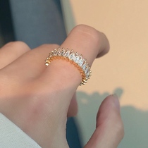 White Great Aunt 47 Method Opening Bronze Ring Woman Zircon Opening Adjustable Water Drilling Temperament 100 Hitch Fashion Ring Woman