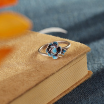 Xixi Jingtai Blue Out Blue Flux Rock Rock Fire Blue Enamel Color Ancient Fair Fair Silver Ring