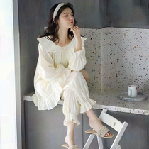 Pure cotton pajamas woman in 2021 new long sleeve autumn winter net red blast all cotton lady home suit two sets