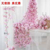 Sakura Rattan Wedding Scene Hotel Restaurant Ceiling Air Conditioning Pipe Decoration Bending Flower Fake Rattan