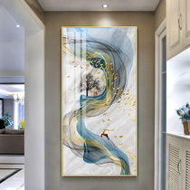 Crystal porcelain painting Diamond-encrusted entrance decorative painting Vertical version of the aisle Corridor entrance door hanging painting Lucky Nafu light luxury wind deer