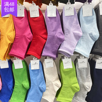 South Koreas new womens doors spot curbside candy color iridescent cotton socks lady pure color heaps stockings