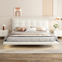 Suspended bed light luxury modern master bedroom big bed modern minimalist bedroom high-end atmospheric leather soft bed solid wood wedding bed
