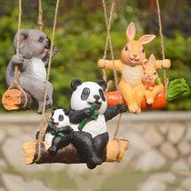 Courtyard Landscaping Swing of the Panda Rabbit Colager Monkey Cartoon Animal Model Home Decoration Products Gardening Pendulum