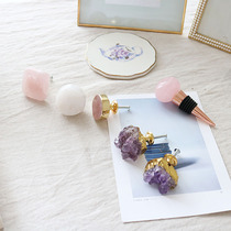 W1962 Outlet New Products Natural Crystal Powder Crystal Purple Crystal Cluster Agate Golden Handle Furniture Accessories Handle