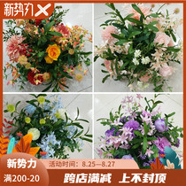  New wedding props road leading flower catwalk road leading flower silk flower simulation flower wedding stage layout floral art