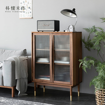 Park in plain wood for Nordic solid wood side cabinets Black walnuts wood small family dining room leaning against wall to contain tea water lockers