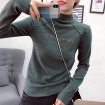 Half high collar plus velvet thickened base shirt Women 2020 autumn and winter double-sided velvet inner top shrub long sleeve T-shirt tide