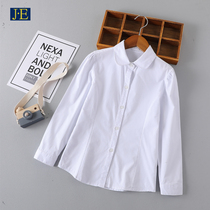Girls white shirt long sleeve spring and autumn childrens cotton foreign shirt middle school uniforms