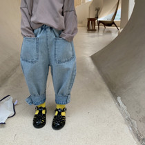 Girl Pants New Spring Autumn Children Jeans South Korea Boy Clothing Foreign Air Male Baby 100 Hitch Pants Loose Trousers