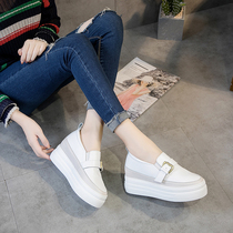 Hong Kong counter thick-soled small white shoes womens shoes autumn and winter Joker a pedal inside increased lazy Net red casual cake shoes