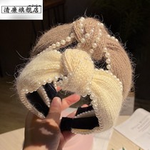 2020 Autumn Winter Hair Wire Hairpin Hairpin Hair Stirrup Knit Wide Wash Face Head Stirrup Korean Korean version Plush Head Grottoes Ornament