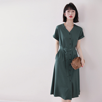 JOLIMENT Light Business Light Elegant with Belt Simple Outstanding Medium Long Tencel Dress Women Spring and Summer