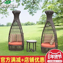 Outdoor rattan chair Fashion personality Leisure terrace Balcony Villa Courtyard Garden Hotel Vine chic table and table Composition