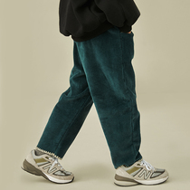 Pear small leisure children corduroy pants 2021 Winter new Korean boys and girls one velvet middle and large children plus velvet casual pants