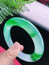 Natural Burmese a-goods jade bracelet Qingshui jade bracelet ice seed floating flower jade thin round bracelet Yang green female model