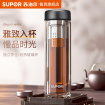 Supor double-layer glass men and women high-grade transparent portable water cup office household KC28 33EU10