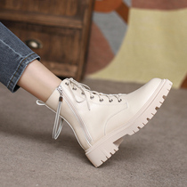 Martin boots womens autumn and winter 2021 new fashion hot girl English thick bottom lace-up flat boots womens short boots