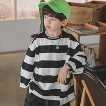 Boys spring and autumn stripes sweater tide childrens clothing autumn clothing long sleeves handsome 2021 New Big Boy