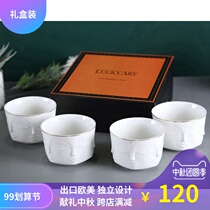 Picasso Art Face Three-dimensional Phnom Penh Ceramics 4 Inch Bowl Low Bone Porcelain Snack Bowl Multi-purpose Salad Bowl 4-piece set