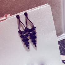 Black zircon long earrings female Korean Korean fashion temperament earrings jewelry jewelry atmospheric gift