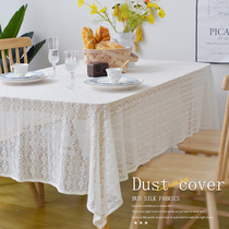 White Lace Table Cloth Ins Wind Retro Fields Garden Hollowed-out Woven Round Table Cloth Long tea table photo Gaib