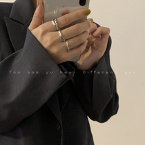 Retro Roman numeral three-piece ring female ins tide niche design European and American cold wind Cross do old ring