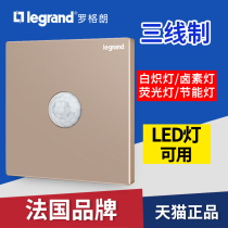 Rogrand human body infrared sensor switch intelligent photosensitive adjustable corridor led light three-line Yijing rose gold