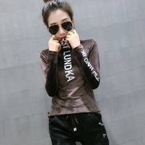Hong Kong Tide brand autumn and winter 2020 new semi-high neck gold velvet coat Joker T-shirt female foreign style long sleeve base shirt