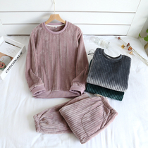 Couple men and women sleepwear mens winter thickened and gapped coral suede warm flannel home for autumn and winter sets