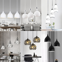 Simple modern Nordic dining hall lamp creative artistic personality wrought iron single head three round plate led restaurant chandelier