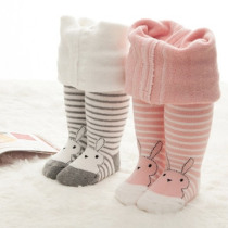 Childrens tights girls autumn and winter pantyhose female baby thickened even baby 0-1-3 years old can open the file plus velvet protection