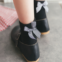 Day Faculty Soft Sister Butterfly junction Short Sox cute girl Lori Lipstick Pile Socks Full Cotton Knit Short Cylinder Plaid Socks