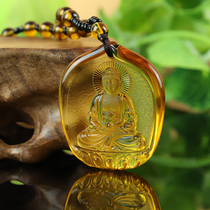 Shakyamuni Buddha Glass Pendant Female Day Rulai Men and Women Transport Handmade Buddha Brand Buddha Handicraft Necklace