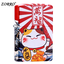 zorro zorro lighter kerosene windproof men creative personality color printing lucky cat domestic lighter tide