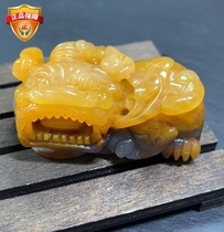 Natural Jade Bully King Leopard Pendant Chicken Oil Gold Sand Old Stock Piu Zhengzong Yunnan Huanglongyu