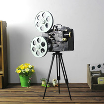 ZAKKA vintage old wrought iron ground tripod movie projector pure handmade tin model bar decoration