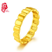 Gold Honeycomb Ring Pure Gold 999 Solid Glossy Simple Plain Ring Ring 5G Gold Aperture Couple Ring