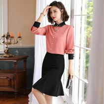 2019 autumn and winter new white shirt women long sleeve work clothes professional OL slim Korean white collar beautician shirt