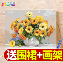 Yi Zhuo diy digital oil painting Landscape flowers Living room dining room students large-scale hand-painted coloring decorative painting new product