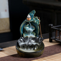 Lotus pond Moonlight large Lotus back incense burner Lotus smoke incense stove creative ceramic ornaments indoor air purification