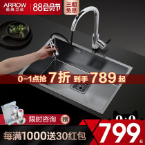 Wrigley 304 stainless steel manual sink single tank set kitchen sink Large single tank sink pool basin