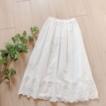 2022 new womens clothes Summer little fresher art lace cotton lace cotton lace cotton fabric loose white with bottom lining skirt half body dress