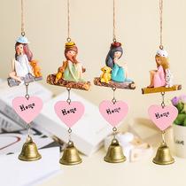 Sweet and cute cartoon little girl Bell wind bell hanging decoration student dormitory childrens room door and window pendant birthday gift